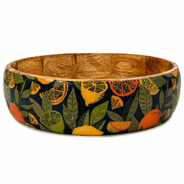 Ξύλινο Διακοσμητικό Μπολ με Citrus Pattern