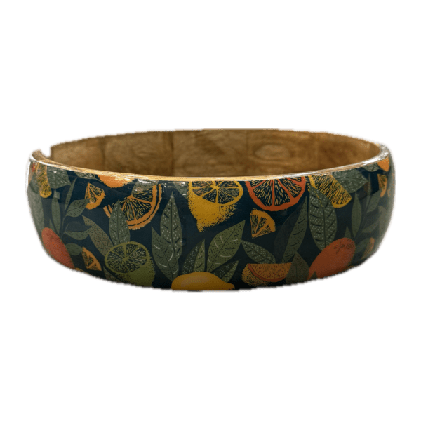 Ξύλινο Διακοσμητικό Μπολ με Citrus Pattern