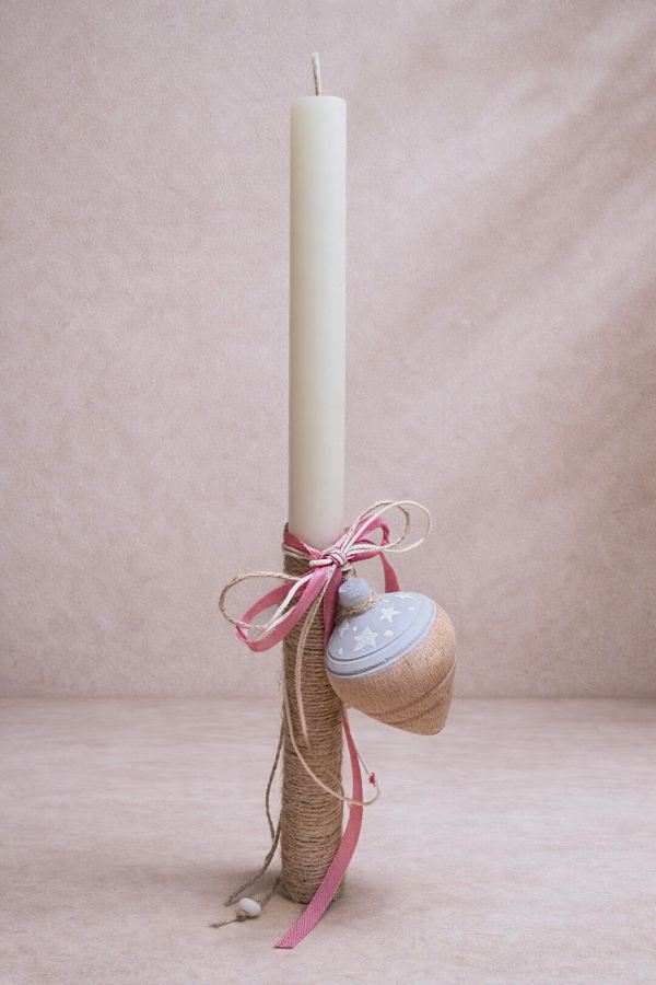 Χειροποίητη λαμπάδα με ξύλινη σβούρα 1