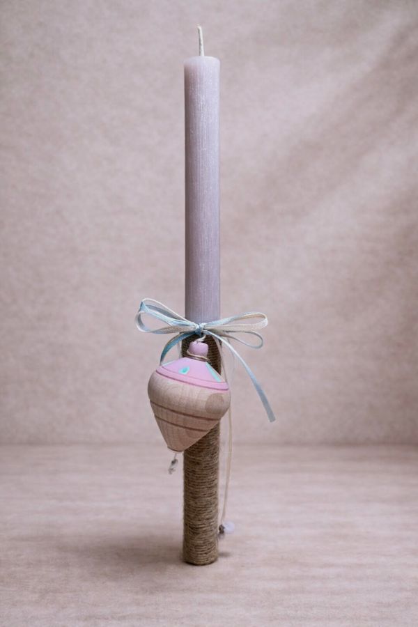 Χειροποίητη λαμπάδα με ξύλινη σβούρα 2