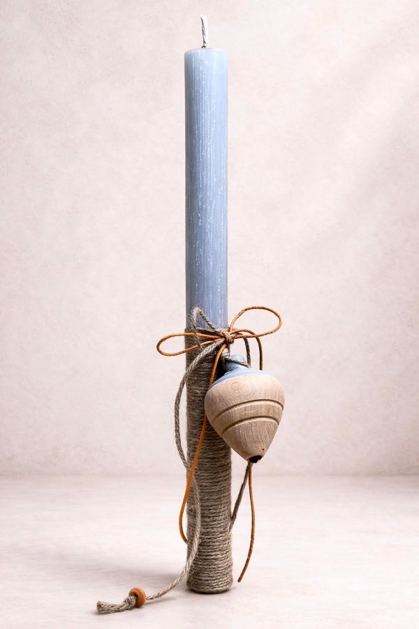 Χειροποίητη λαμπάδα με ξύλινη σβούρα 5